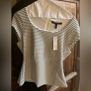 White House black market striped gold and black top size 4